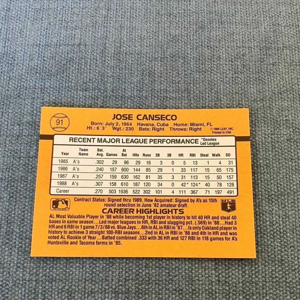1989 Donruss Oakland A's Baseball Card Trading Card